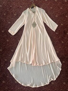 Limelight Gold Pale Pink High-Low Kaftan Kameez Dress- Pakistani Suit